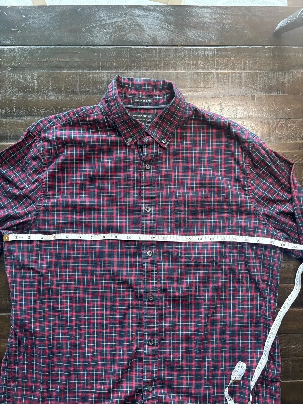 Banana Republic Organic Cotton Oxford Untucked Fit Plaid Shirt Men’s XL